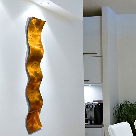 Copper 3D Abstract Metal Wall Art Sculpture Wave - Modern Home Décor by Jon Allen - 46.5" x 6"