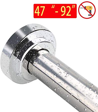 InLoveArts 47-92 Inches Shower Curtain Rod Non-Slip Tension Curtain Rod No Drilling Stainless Steel Tension Rod for Shower Curtain,Rust Free   Non-Fall Down Spring Shower Rod