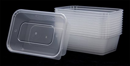 10 HEAVY DUTY PLASTIC FOOD GRADE STORAGE CONTAINERS   10 LIDS - 1000ml