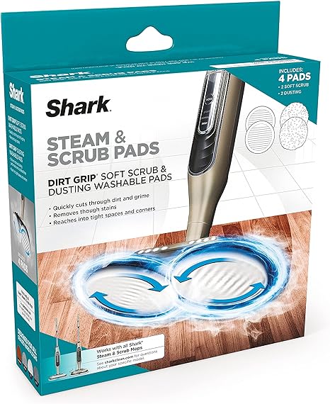 Shark, Grey XKITP7000D Soft Scrub 2 Steam & Scrub Dirt Grip Dusting Washable Pads