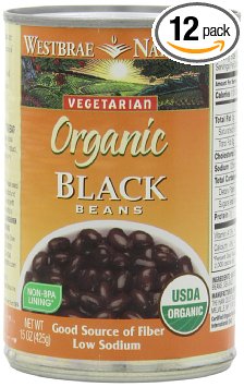 Westbrae Natural Organic Black Beans, 15 Ounce Cans (Pack of 12)