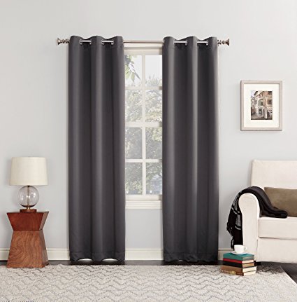 Sun Zero Easton Blackout Energy Efficient Curtain Panel, 40" x 63", Charcoal Gray