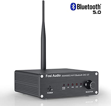 Audio DAC Bluetooth 5.0 Decoder AK4493EQ I2S QCC3003 Low Latency, AK4118 Coaxial/Optical 24Bit/192kHz OP275 Amp Chip PCM2706 USB 16Bit/48kHz, Hi-Fi Digital-to-Analog Converter - Fosi Audio Q7