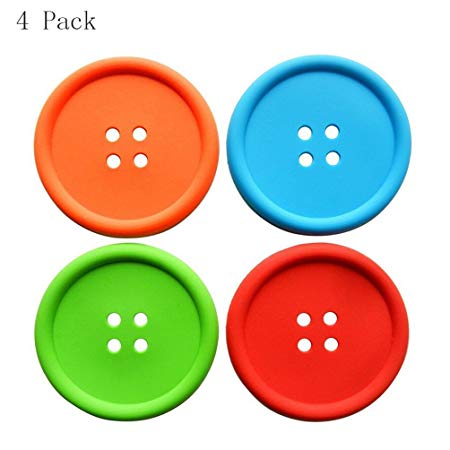 Generic CoastersCute Colorful Silicone Button Coaster Cup Mat Drink Placemat Best Housewarming Beverage Drink 4pcs Random Color