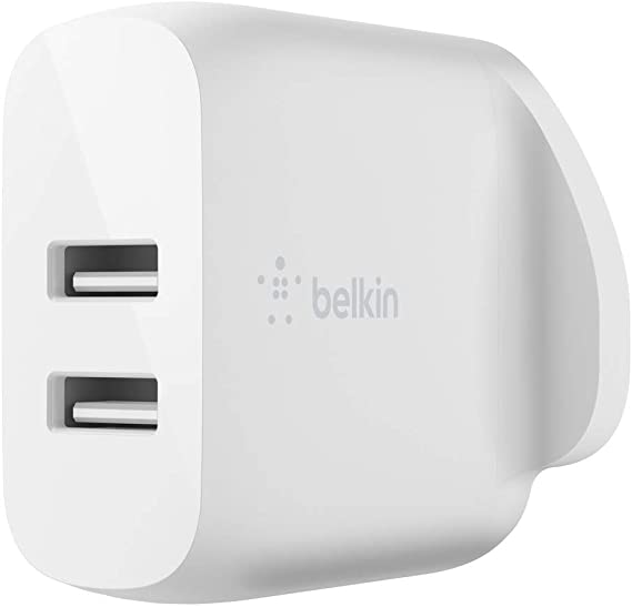 Belkin Boost Charge Dual USB-A Wall Charger 24W (For iPhone 13, 13 Pro, 13 Pro Max, 13 mini and Earlier Models, Samsung S20, S20 , S20 Ultra, Pixel 4, more)