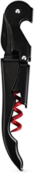 Truetap™: Double-Hinged Corkscrew in Matte Black with Red Wo