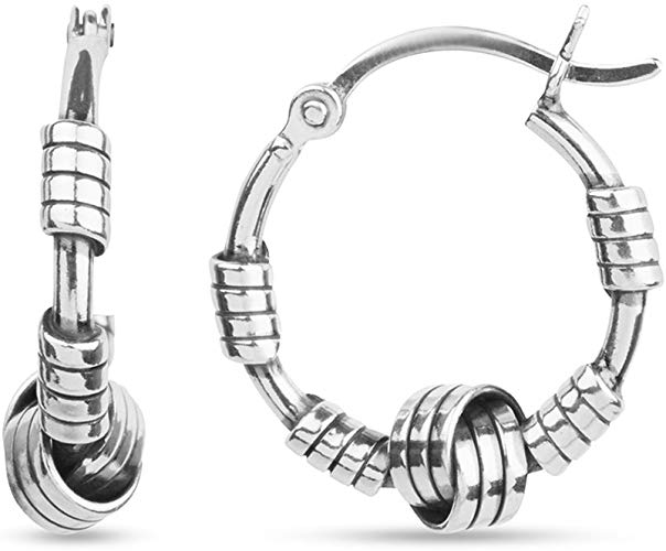 LeCalla Sterling Silver Jewelry Italian Design Love Knot Balinese Hoop Earrings for Teen Women