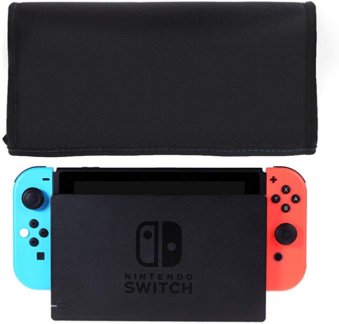 Wanty Premium Nylon Dust Guard Cover for Nintendo Switch Charging LCD TV Dock with Back Cable Port (for Docked Console)-Black