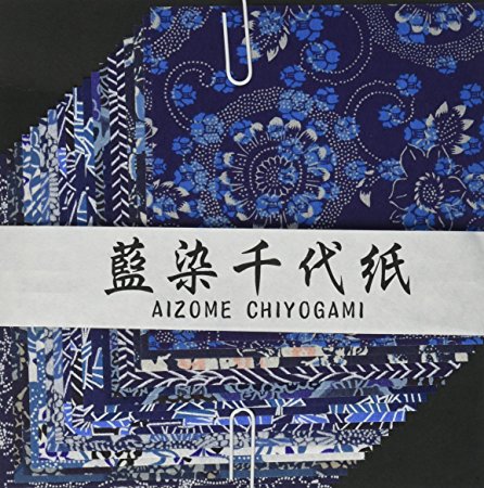 Aitoh YW-622 Aizome Chiyogami Origami Paper, 4-Feet by 4-Inch, 20-Pack