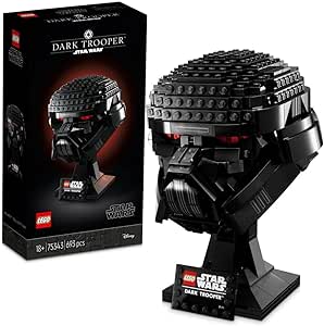 Lego 75343 Star Wars Dark Trooper Helmet Collection Wars Buildable Display Stand with Set Nane Logo