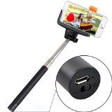 Extendable Self-portrait Wireless Bluetooth Remote Camera Shooting Shutter Monopod Selfie Handheld Stick Pole with Mount Holder Specially Designed for Iphone 6 5s 5c 5 4s 4 Samsung Galaxy S5 S4 S3 S2 Note 2 Note 3 Black with remote