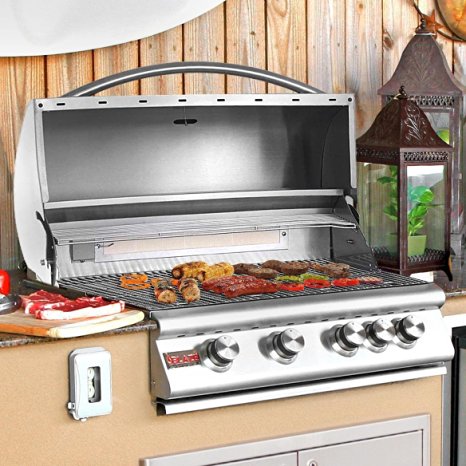 Blaze BLZ-4-NG 32" Natural Gas Grill with 4 Commercial Quality 304 Cast Stainless Steel Burners 66 000 Total BTUs and Removable Warming Rack in Stainless