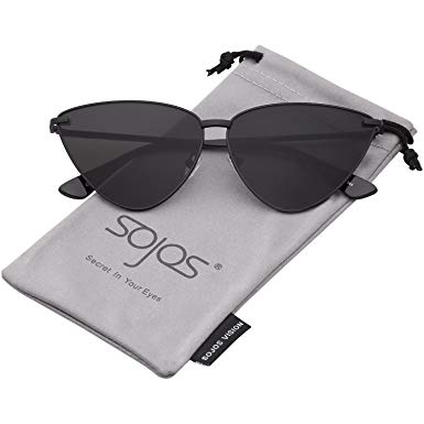 SOJOS Cat Eye Metal Frame Sunglasses Vintage Mirrored Women Sunglasses SJ1091 SJ1093