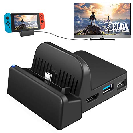 UKor Switch TV Dock, Portable Charging Stand for Nintendo Switch,Compact Switch to HDMI Adapter,Mini Switch Docking Station with Extra USB 3.0 Port, Replacement Charging Dock for Nintendo Switch