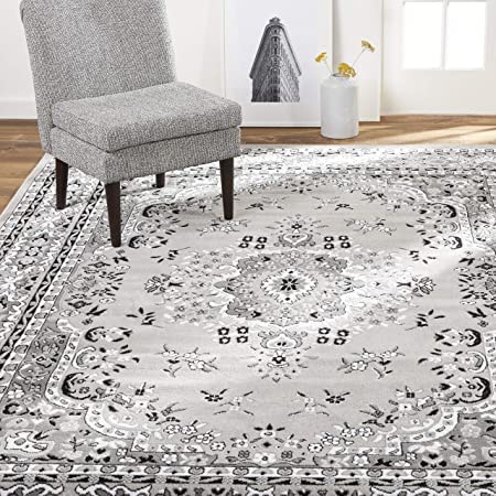 Home Dynamix Premium Sakarya Traditional Oriental Area Rug 7'8"x10'7" Gray/Ivory, Gray/White