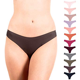 Alyce Intimates Women's Laser Cut No Show Thong, 12 Pack, Assorted Colors