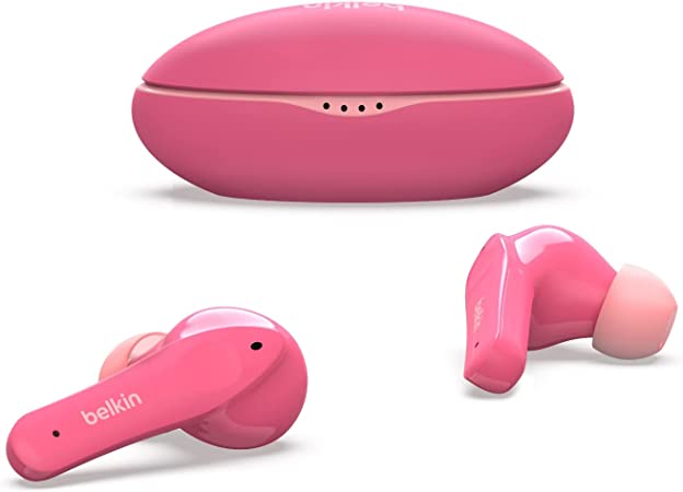 Belkin SOUNDFORM Nano, True Wireless Earbuds for Kids, 85dB Limit for Ear Protection, Online Learning, School, IPX5 Sweat and Water Resistant, 24 Hours Play Time