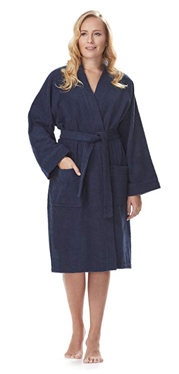 Arus Women's Short Kimono Lightweight Bathrobe Turkish Cotton Terry Cloth Robe