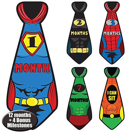 Newborn Baby Monthly Superhero Stickers - Great Shower Registry Gift or Scrapbook Photo Keepsake