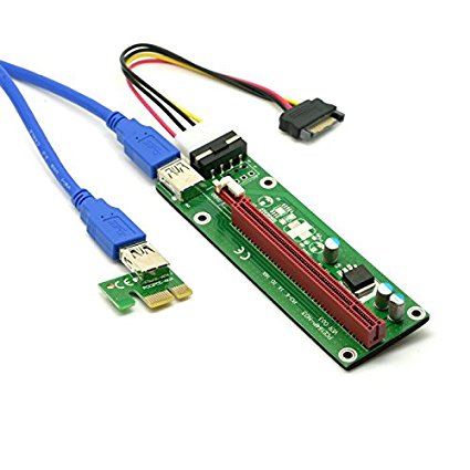 ChenYang PCI-E 1x to 16x Mining Machine Enhanced Extender Riser Adapter with USB 3.0 & SATA Power Cable
