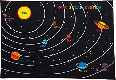 Play Time 4x6 Kids Area Rug Solar System Learning Carpet Game Room Design 6, 4 ft x 5 ft 9 in, Black #6 Reversible