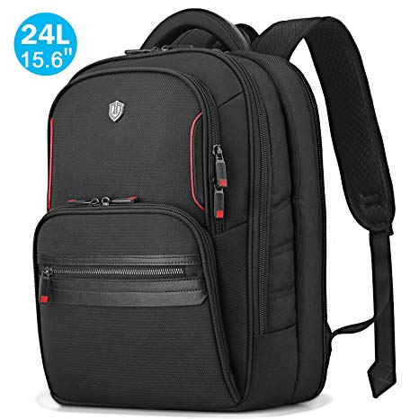 SHIELDON 15.6-inch Laptop Backpack, TSA Friendly Business Computer Bag Water Resistant 24L Travel Carry-on Notebook Backpack with Adjustable Laptop Sleeve for Men & Women Collage School - Black