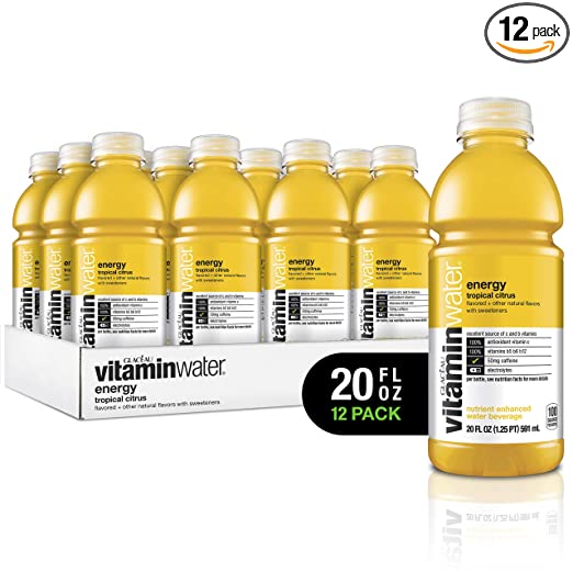 vitaminwater Electrolyte Enhanced Water with Vitamins, Energy Tropical Citrus, 20 Fluid Ounce (Pack of 12)