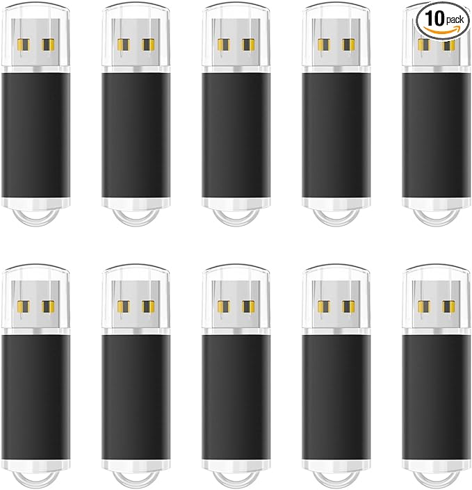 1GB USB Flash Drive 10 Pack, MONGERY USB 2.0 Sticks Bulk Thumb Drives Memory Stick Jump Drive with LED Light for Storage and Backup (10-Pack Black)