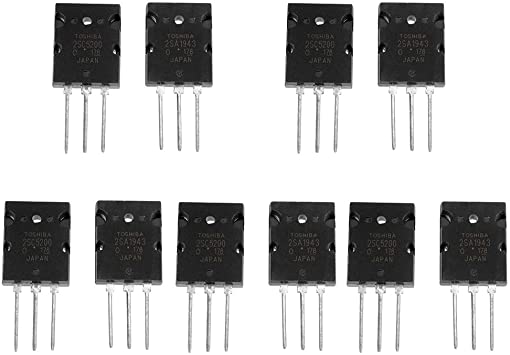 2SA1943 2SC5200 High Power Matched Audio Transistor Silicon Precision 5 Pair 10Pcs Replacement Black