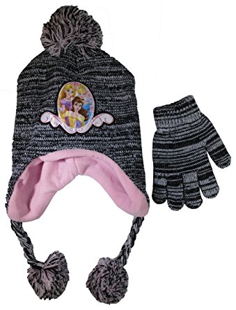 Disney Princess Girls knitted Scandinavian Hat and Glove Set - Size 4-14 [4013]