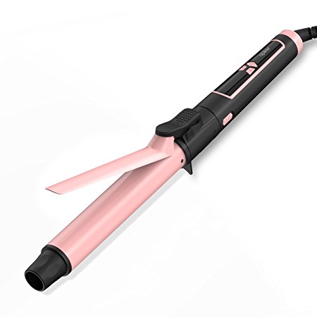Ceramic Curling Tong with Longer Barrel, Apiker professional Hair Salon Curling Iron, PTC Fast Heating Hair Curler, 80℃-220℃ Digital Temperature Setting for All Types of Hair, 32mm (1.25 inch)