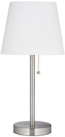 Flesner Brushed Steel Accent Table Lamp with USB Port