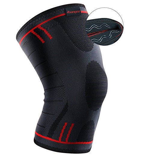 Kuangmi Knee Brace Compression Sleeve Sports Support Brace Pad for Running,Jogging,Basketball,Football Joint Pain Relief