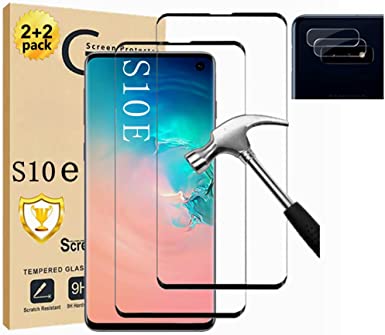 Galaxy S10e Screen Protector 【2 2 Pack】With Camera Lens Protector [3D Glass ] Easy installation Compatible Fingerprint 9H Hardness Tempered Glass Screen Protector for Samsung Galaxy S10e