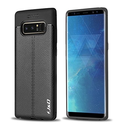 Galaxy Note 8 Case, J&D [Lightweight Bumper] [Anti-Scratch] [Leather Texture Pattern] Shock Resistant Protective Rubber Silicone TPU Slim Case for Samsung Galaxy Note 8 - Black