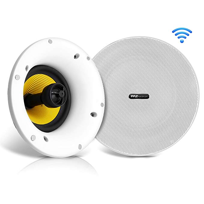 WiFi Bluetooth Ceiling Mount Speakers - 6.5” in-Wall/in-Ceiling Dual Active & Passive Speaker System (2) Flush Mount w/ Powerful 270 Watts Remote Control & MUZO Player Compatible - Pyle PDICWIFIB62