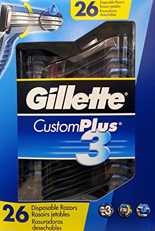 Gillette Men's Custom Plus 3 Disposable Razor 26 CT.
