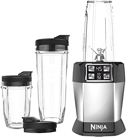 Nutri Ninja Personal Blender with 1000-Watt Auto-iQ Base to Extract Nutrients for Smoothies, Juices and Shakes and 18, 24, and 32-Ounce Cups (BL482)