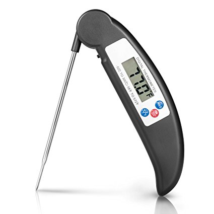 Boomile Instant Read Cooking Thermometer Digital Food Meat Thermometer with Foldable Long Probe for Kitchen, Grill, BBQ, Smoker, Milk, Baking, Bath Water