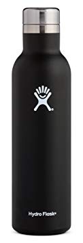 Hydro Flask 25 oz Double Wall Vacuum Insulated Stainless Steel Leak Proof Wine Bottle with BPA Free Cap, Black