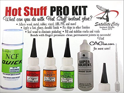 Hot Stuff Instant Glue Pro Kit (Includes CA Glues, Accelerator, Debonder, Extra Spouts) HK-1