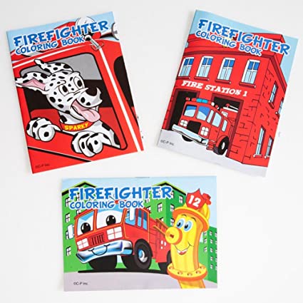 US Toy Assorted Fireman Fire Engine Mini Coloring Books (Lot of 12)