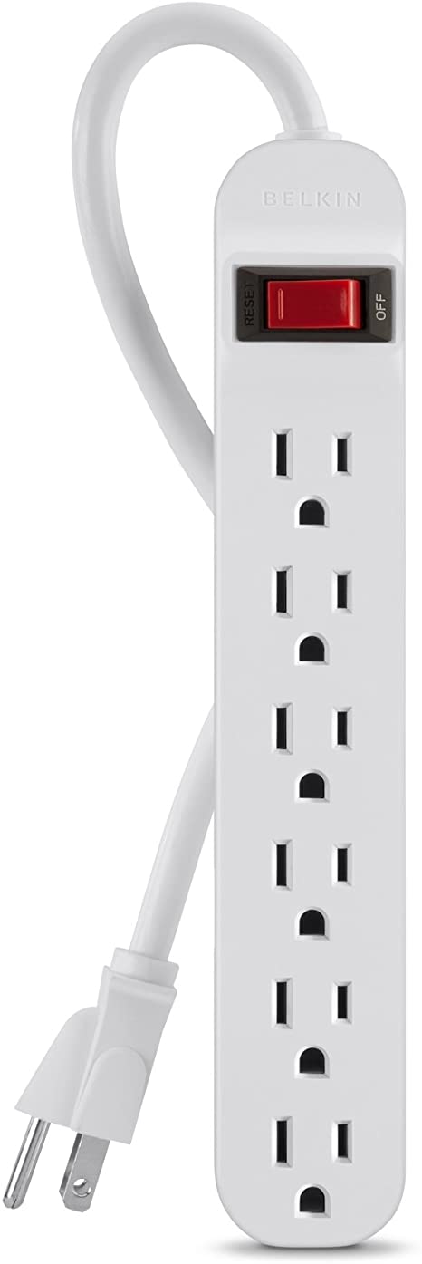 Belkin 6-Outlet Power Strip With 3ft Cord, White