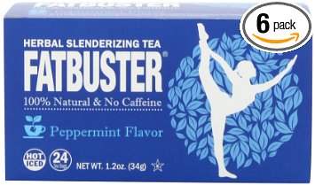 Fatbuster Herbal Slenderizing Tea Peppermint Flavor - Weight Loss Diet Tea, 24-Count Tea Bags (Pack of 6)