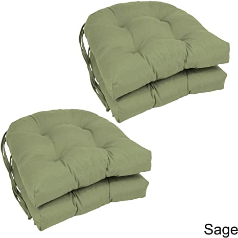 Blazing Needles 16-inch U-Shaped Dining Chair Cushions (Set of 4) - 16" x 16" Sage Green