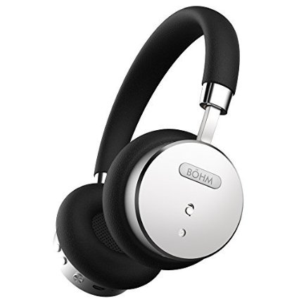 BOHM Wireless Bluetooth Headphones with Active Noise Cancelling Headphones Technology - Features Enhanced Bass, Inline Microphone & 18-Hour (Max) Battery - Black/Silver