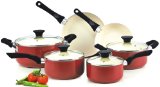 Cook N Home NC-00359 Nonstick Ceramic Coating 10-Piece Cookware Set Red