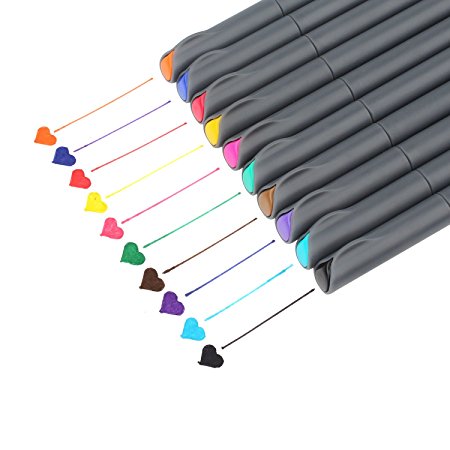 Fineliner Color Pen Set, Taotree 0.38mm Colored Sketch Drawing Pen, Porous Fine Point Markers for Bullet Journaling and Note Taking, 10 Assorted Colors