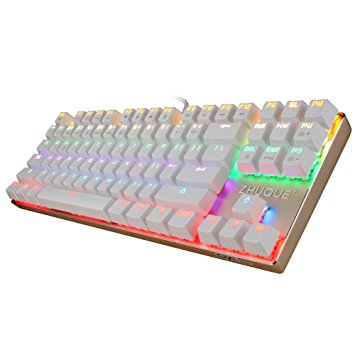 [Storm Buy] Team Wolf ZhuQue [CIY] [ Swappable Switch ] [ Customize Switches ] Mechanical Keyboard, Mix Color Led Backlit, 7 Light Modes 87 Keys Wired Gaming or Office Keyboard--Black Switch