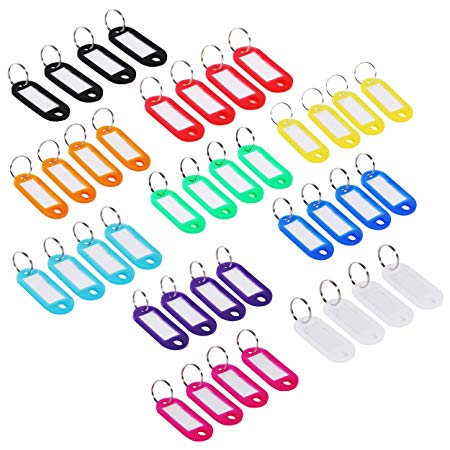40 Pieces Multi-colors Plastic Key Fob ID Tags Luggage ID Labels with Split Ring Keyring(10 Colors, each Color with 4Pcs)